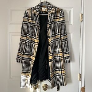 Ann Taylor Dog Tooth Black Yellow Peacoat